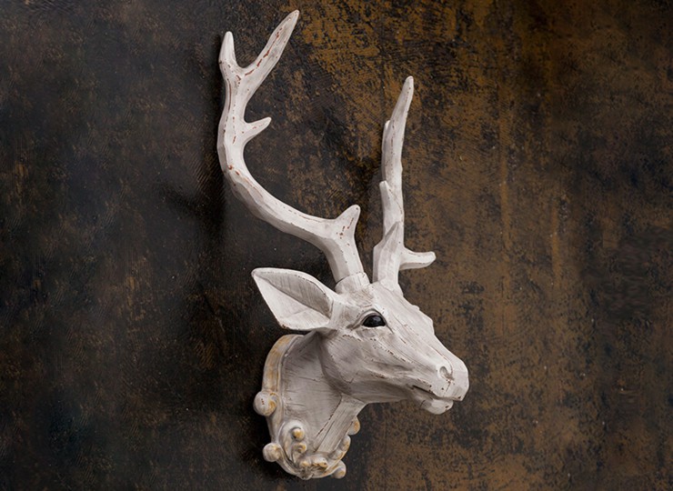 売れ済 山羊 (木造彫刻調) 壁掛け オブジェ ハンティングトロフィー